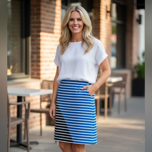 J. Crew Dresses & Skirts - 💋J. Crew Blue and Black Striped Pencil Skirt